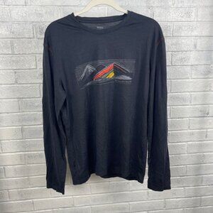 Icebreaker Merino Wool Long Sleeve T Shirt Mountain Graphic Mens L Gorpcore